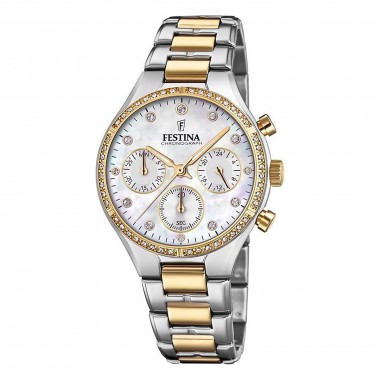 FESTINA CRYSTALS ΡΟΛΟΙ ΧΡΟΝΟΓΡΑΦΟΣ ΜΕ ΔΙΧΡΩΜΟ ΜΠΡΑΣΕΛΕ F20402/1