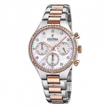 FESTINA CRYSTALS ΡΟΛΟΙ ΧΡΟΝΟΓΡΑΦΟΣ ΜΕ ΔΙΧΡΩΜΟ ΜΠΡΑΣΕΛΕ F20403/1