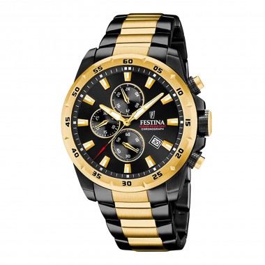 Festina Sport Chronograph Ρολόι Μπαταρίας με Δίχρωμο Μπρασελέ F20563/1
