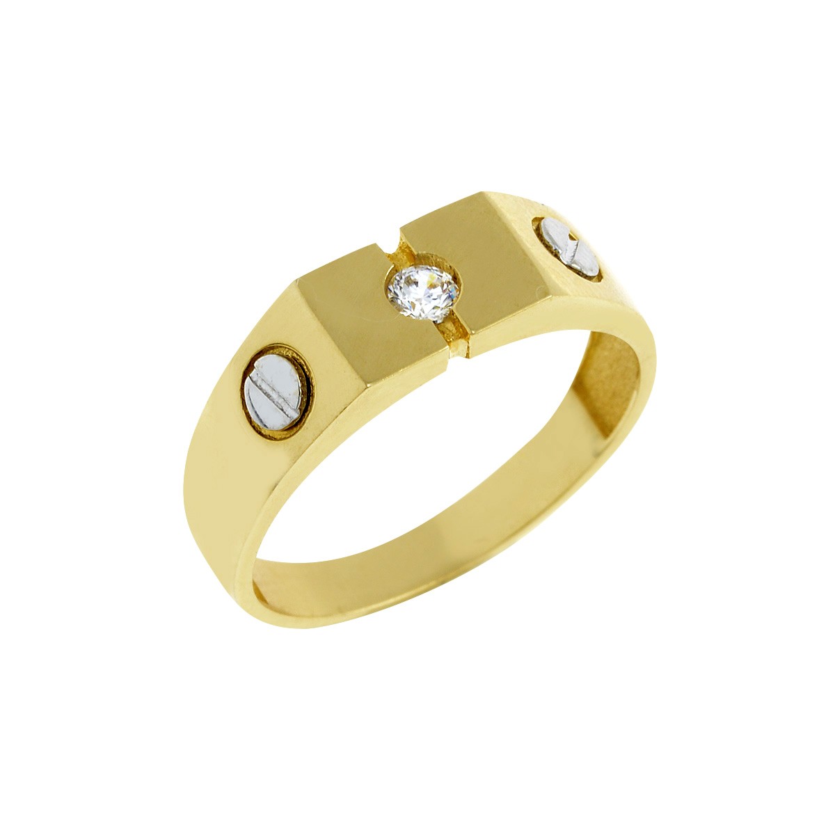Δακτυλίδι Ανδρικό Χρυσό Κ14 με Ζιργκόν Κωδ: 401147