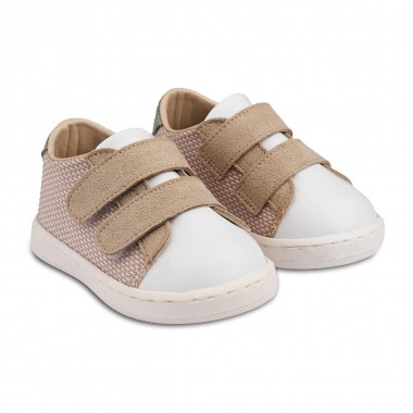 Sneakers  Διπλή Μπαρέτα Χρατς PRI2104  Μπεζ Λευκό Μέντα