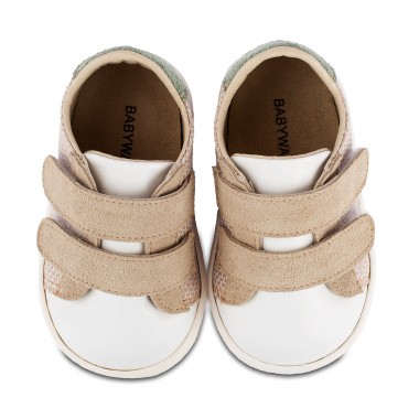 Sneakers  Διπλή Μπαρέτα Χρατς PRI2104  Μπεζ Λευκό Μέντα