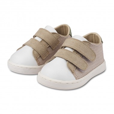 Sneakers  Διπλή Μπαρέτα Χρατς PRI2104  Μπεζ Λευκό Μέντα