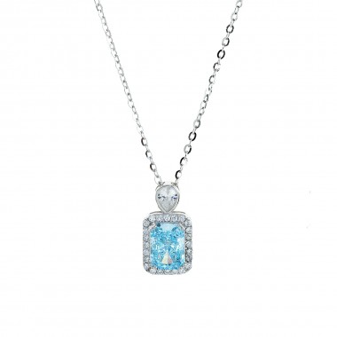 Κολιέ Ασημένιο 925' Ροζέτα με Γαλάζιο Ζιργκόν Κωδ: 851237