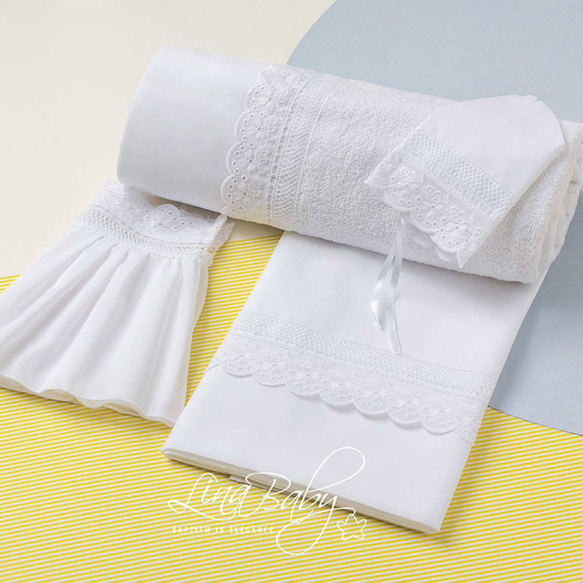 Βαπτιστικά Λαδόπανα Lina Baby Broderie Anglaise Κωδ: 1511 ΛΕΥΚΟ