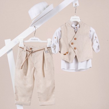 Βαπτιστικό κοστούμι Piccolino Enrique σε χρώμα Beige