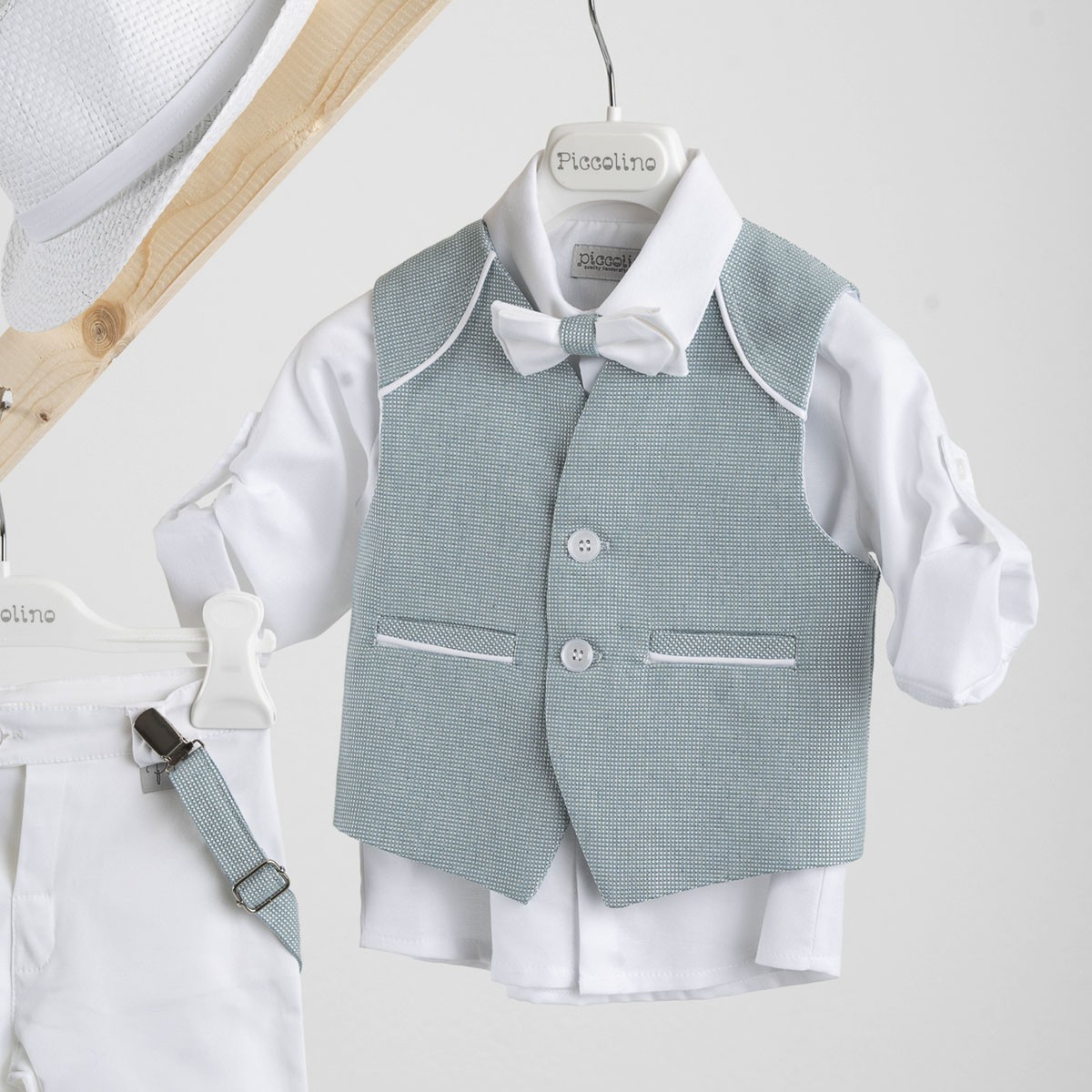 Βαπτιστικό κοστούμι Piccolino Francisco σε χρώμα mint-white