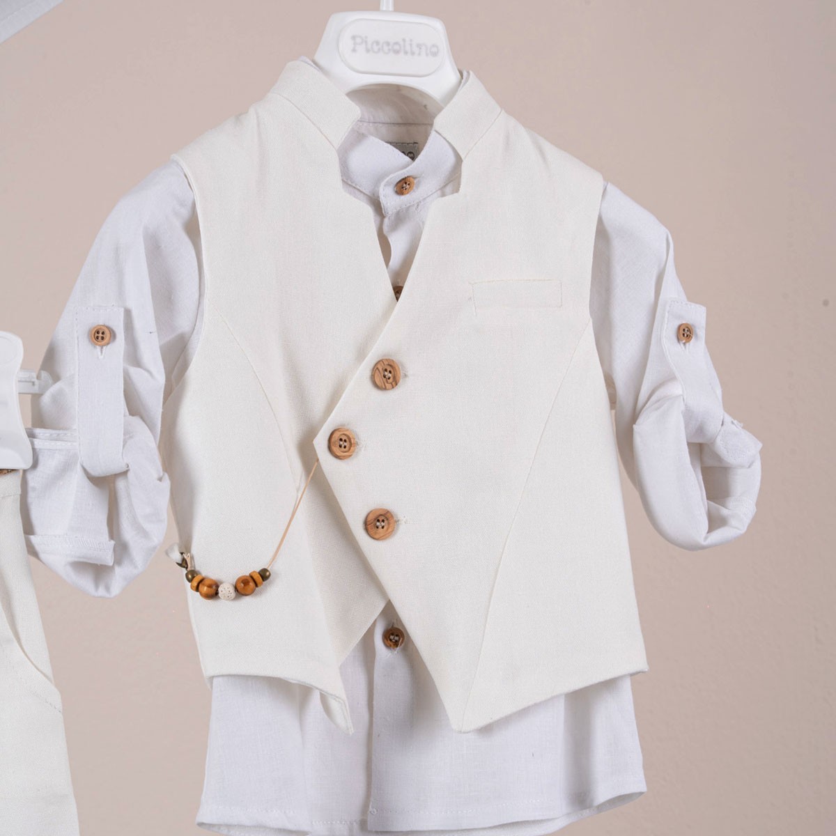 Βαπτιστικό κοστούμι Piccolino Enrique σε χρώμα Off White