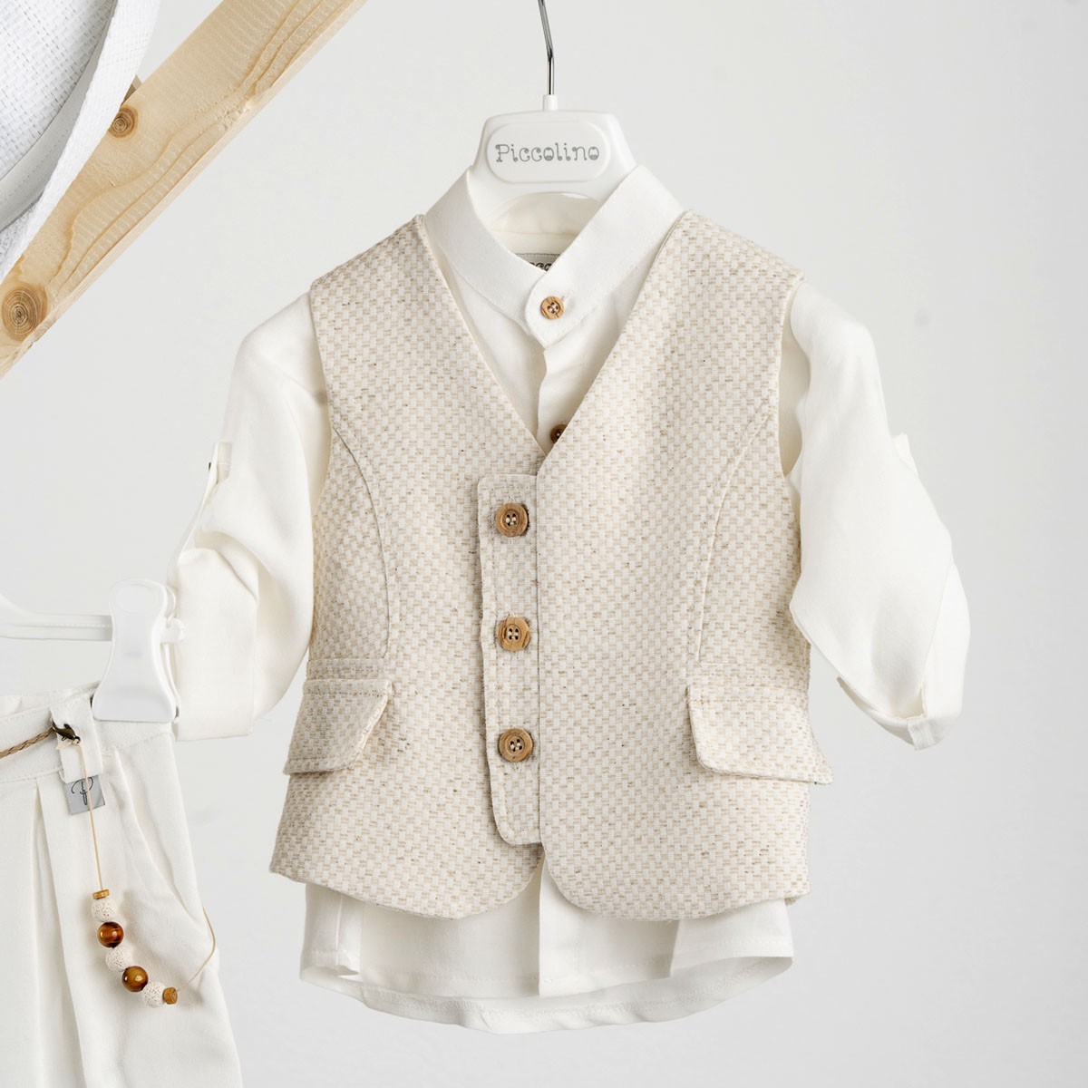 Βαπτιστικό κοστούμι Piccolino Lewis σε χρώμα Off white