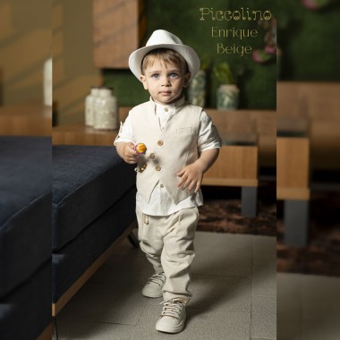 Βαπτιστικό κοστούμι Piccolino Enrique σε χρώμα Beige