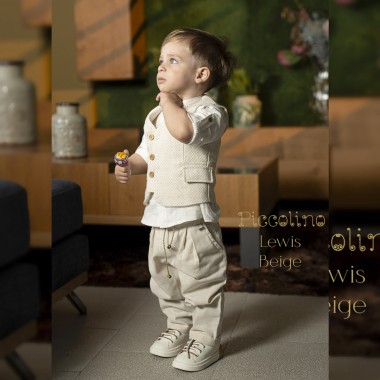 Βαπτιστικό κοστούμι Piccolino Lewis σε χρώμα Beige