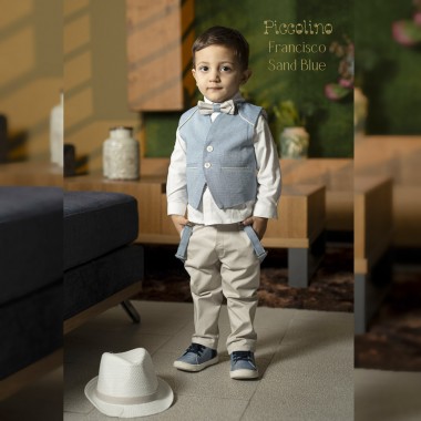Βαπτιστικό κοστούμι Piccolino Francisco σε χρώμα blue-sand