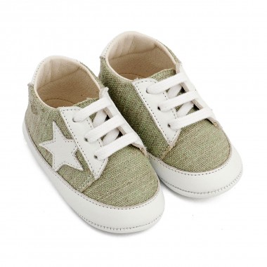 Υφασμάτινο Δετό Sneaker  MI1135 Φυστικί Λευκό