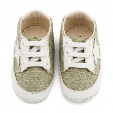 Υφασμάτινο Δετό Sneaker  MI1135 Φυστικί Λευκό