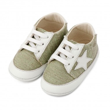 Υφασμάτινο Δετό Sneaker  MI1135 Φυστικί Λευκό