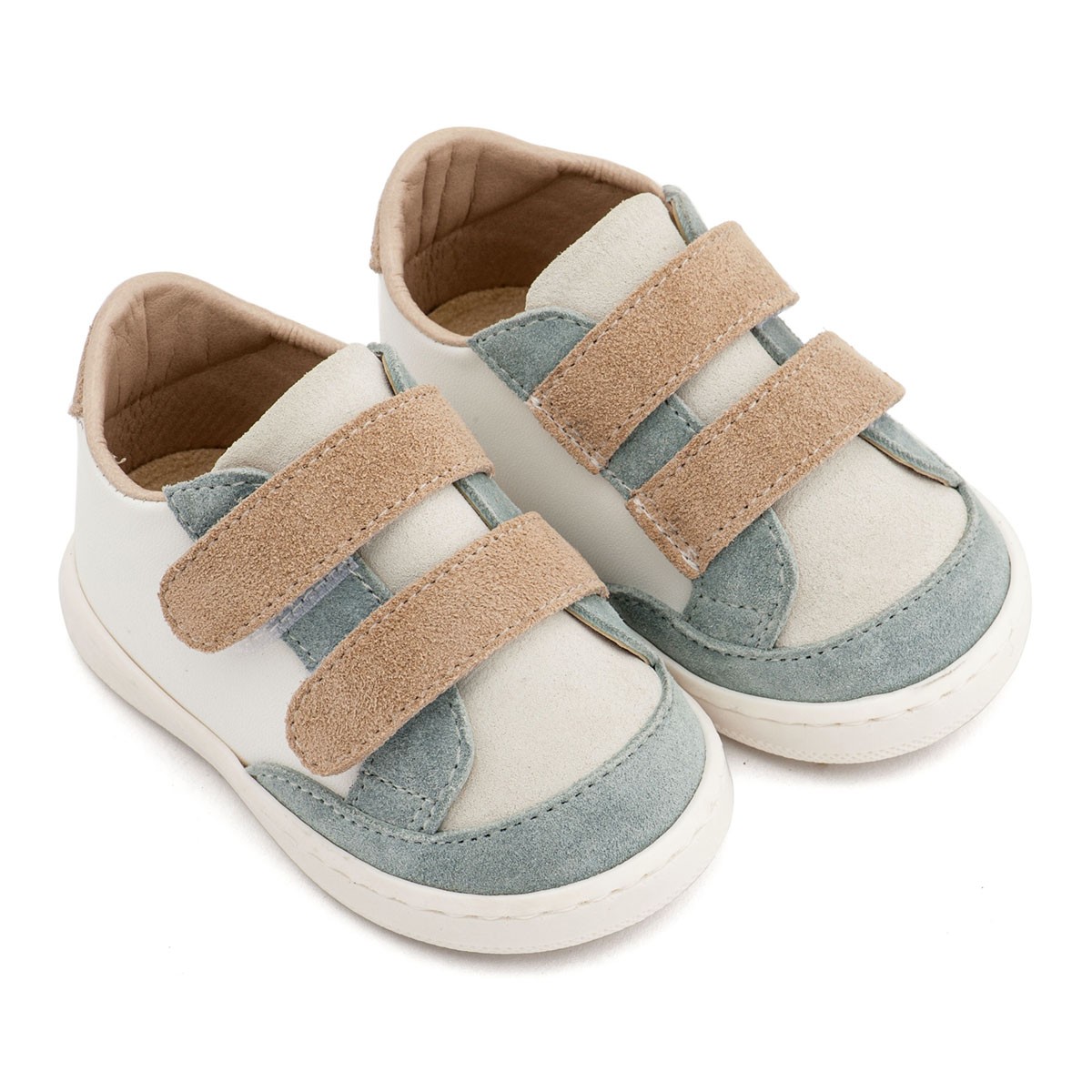 Τρίχρωμο Sneakers Διπλή Μπαρέτα Χρατς PRI2125 Λευκό Μίνεραλ Μπεζ