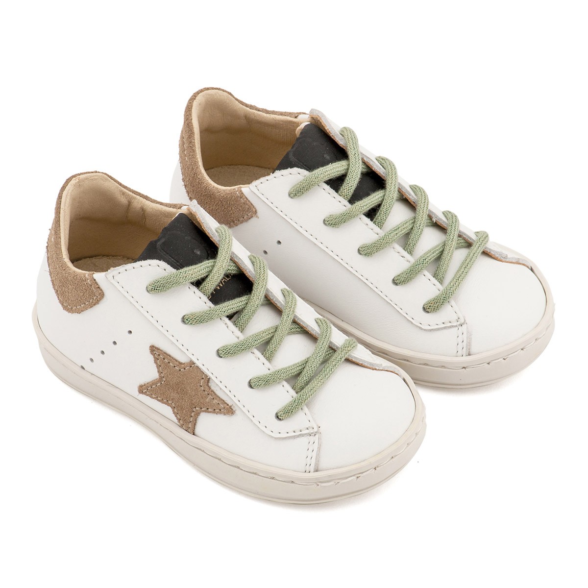 Τρίχρωμο Sneaker Δετό EXC5315  Λευκό Μπεζ Μέντα 