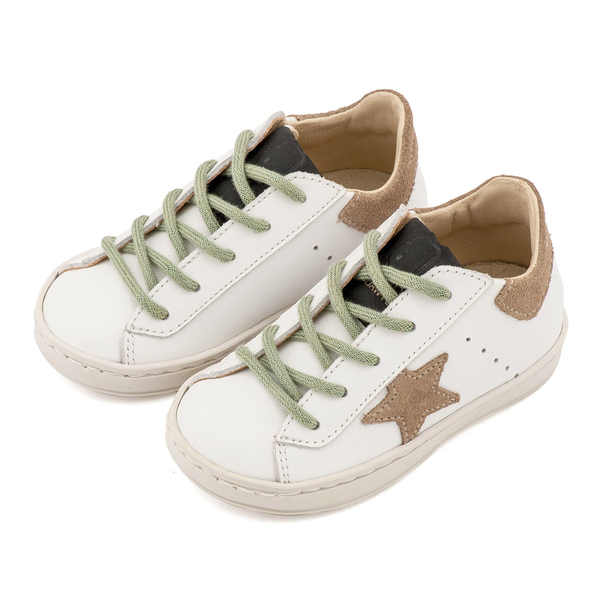 Τρίχρωμο Sneaker Δετό EXC5315  Λευκό Μπεζ Μέντα 