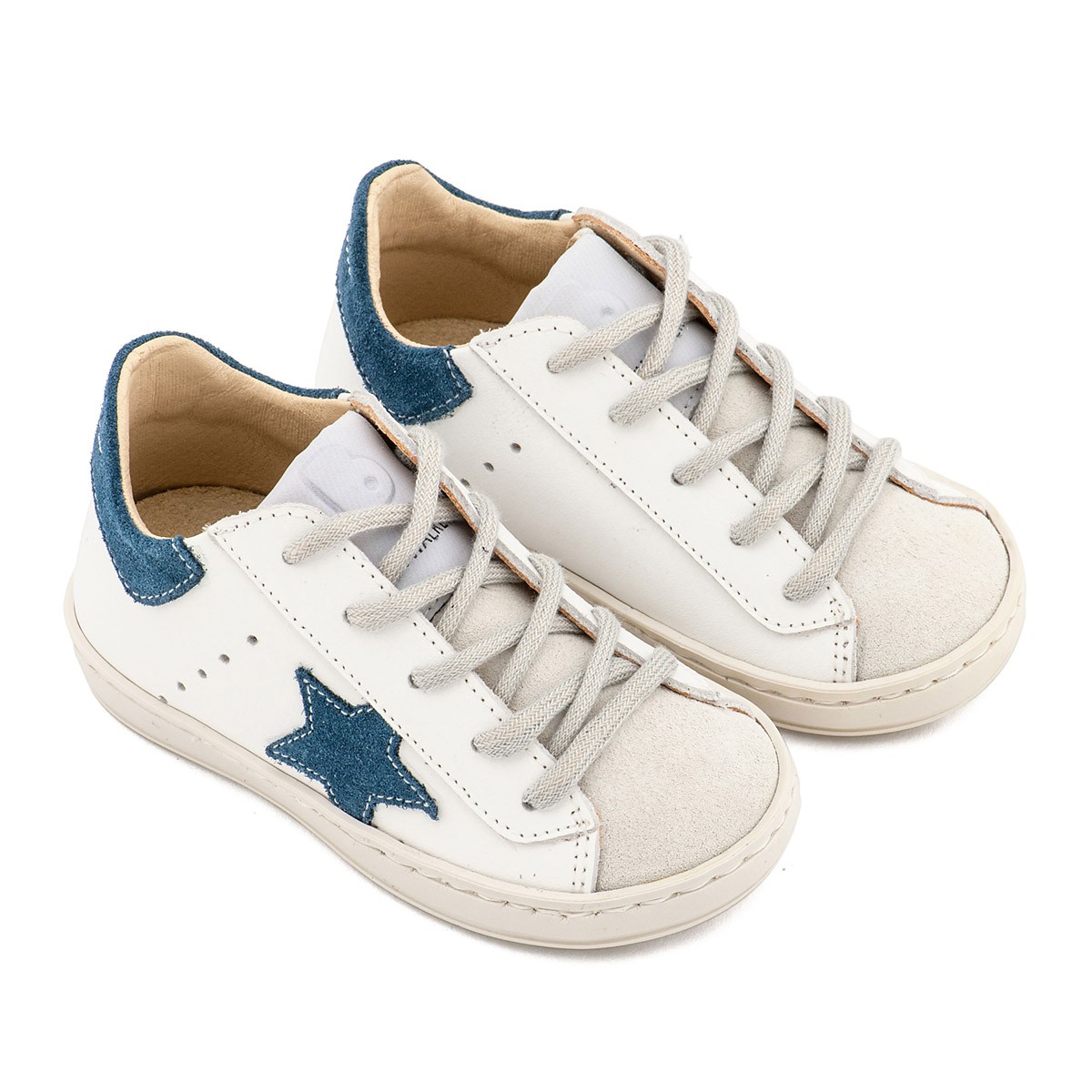 Τρίχρωμο Sneaker Δετό EXC5315  Λευκό Μπλε Ρουά Γκρι