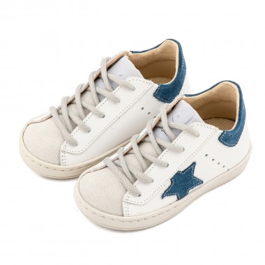 Τρίχρωμο Sneaker Δετό EXC5315  Λευκό Μπλε Ρουά Γκρι