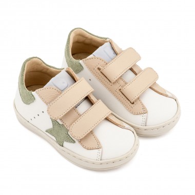 Τρίχρωμο Sneaker Διπλό Χρατς EXC5316  Λευκό Εκρού Μέντα 
