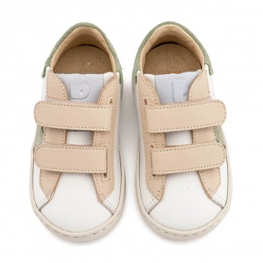 Τρίχρωμο Sneaker Διπλό Χρατς EXC5316  Λευκό Εκρού Μέντα 