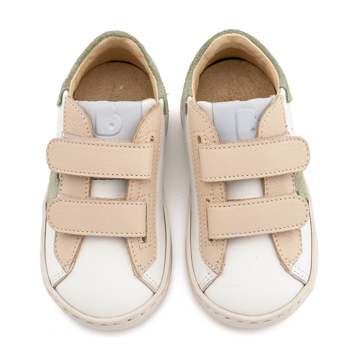 Τρίχρωμο Sneaker Διπλό Χρατς EXC5316  Λευκό Εκρού Μέντα 