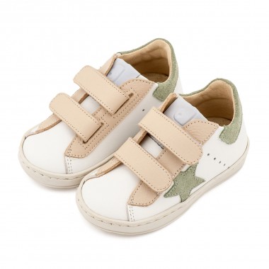 Τρίχρωμο Sneaker Διπλό Χρατς EXC5316  Λευκό Εκρού Μέντα 