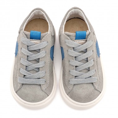 Δίχρωμο Sneaker Δετό EXC8002 Γκρι Μπλε Ρουά