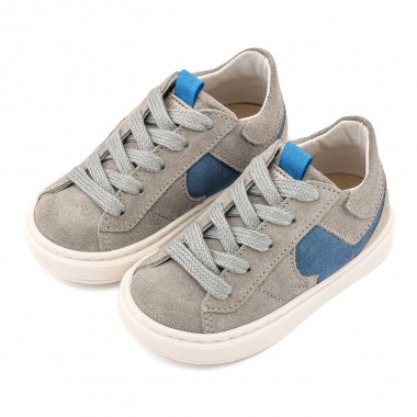Δίχρωμο Sneaker Δετό EXC8002 Γκρι Μπλε Ρουά