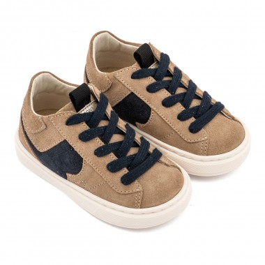 Δίχρωμο Sneaker Δετό EXC8002 Μπεζ Μπλε