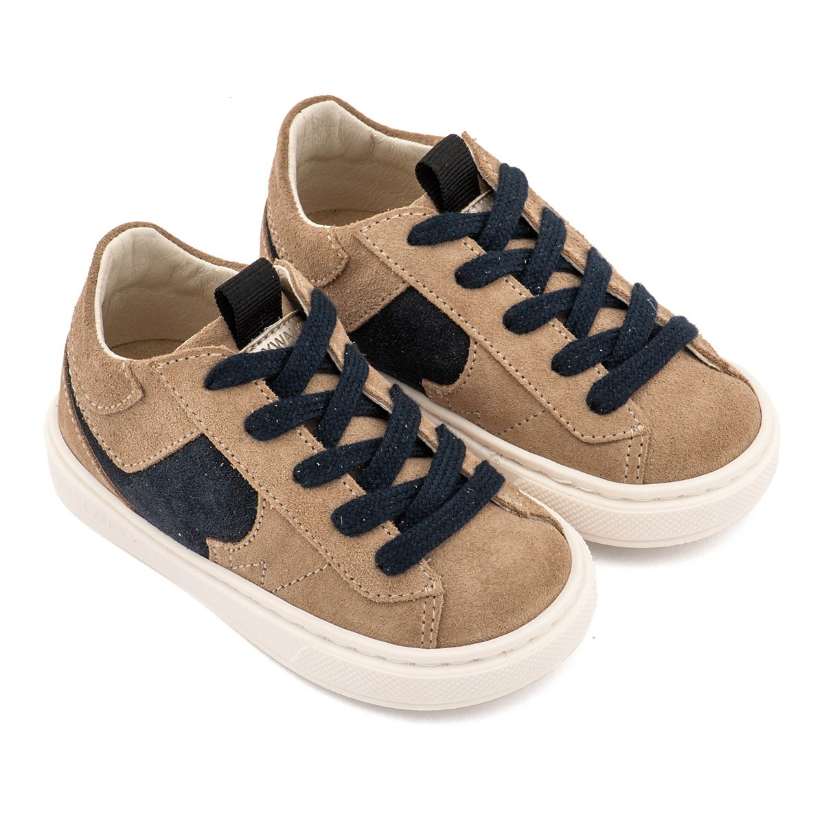 Δίχρωμο Sneaker Δετό EXC8002 Μπεζ Μπλε