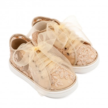Sneaker απο Ύφασμα Φιλντιρέ Λουλούδια LU6129 Μπεζ