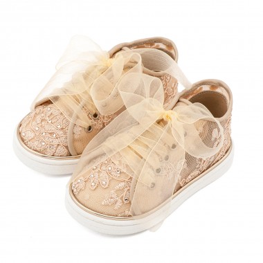 Sneaker απο Ύφασμα Φιλντιρέ Λουλούδια LU6129 Μπεζ