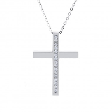 Σταυρός Λευκόχρυσος Κ14 με Αλυσίδα και Ζιργκόν Κωδ: 301902