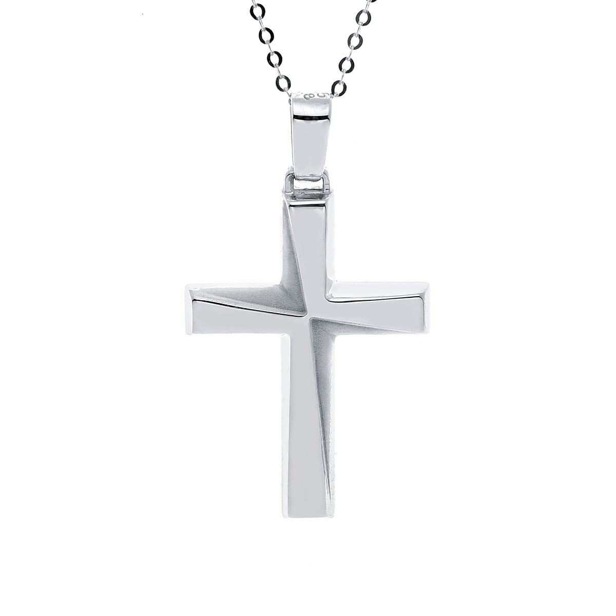 Σταυρός Λευκόχρυσος Κ14 με Αλυσίδα Κωδ: 302015