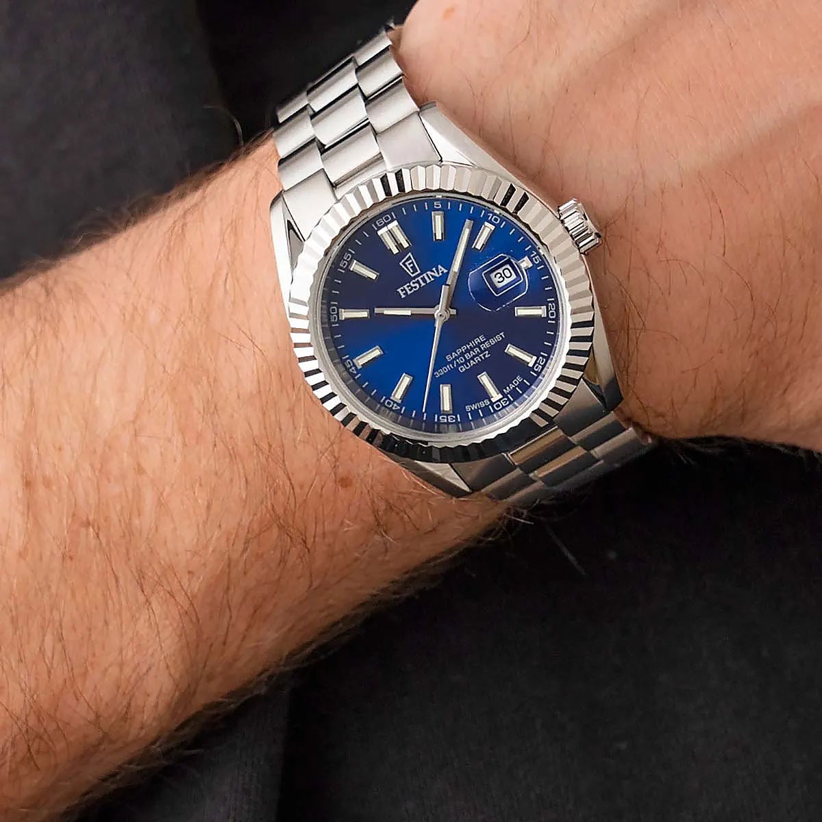 Festina Swiss Made Classic Ρολόι Μπαταρίας με Μεταλλικό Μπρασελέ Κωδ: F20084/B