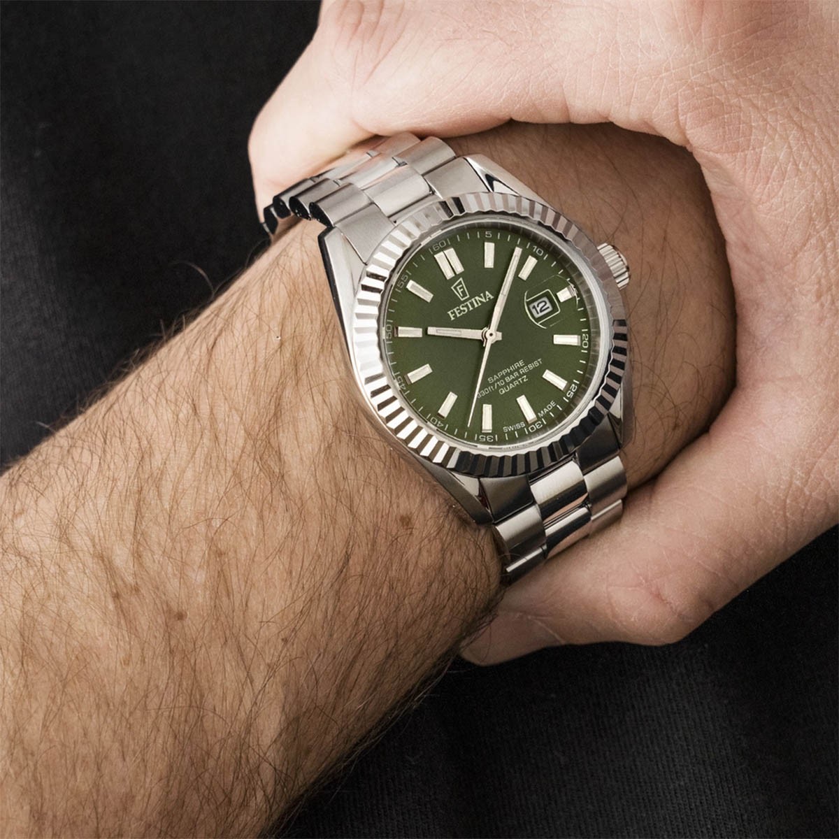 Festina Swiss Made Classic Ρολόι Μπαταρίας με Μεταλλικό Μπρασελέ Κωδ: F20084/C