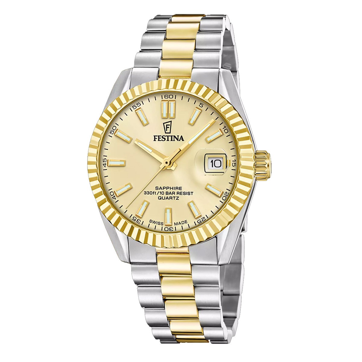 Festina Swiss Made Classic Ρολόι Μπαταρίας με Δίχρωμο Μπρασελέ Κωδ: F20085/A