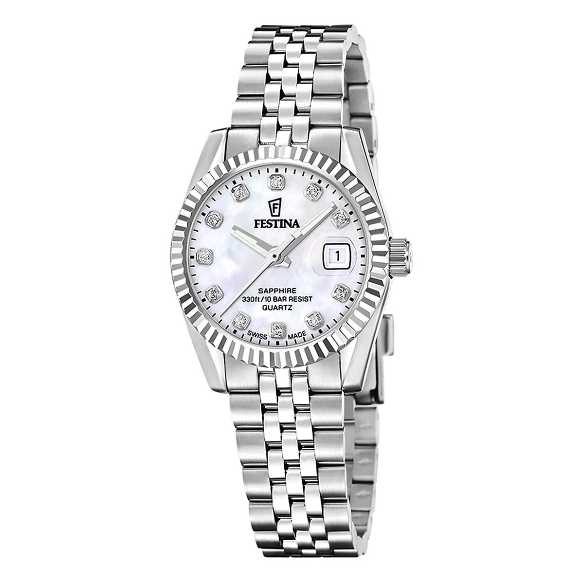 Festina Swiss Made Classic Ρολόι Μπαταρίας με Μεταλλικό Μπρασελέ F20087/1