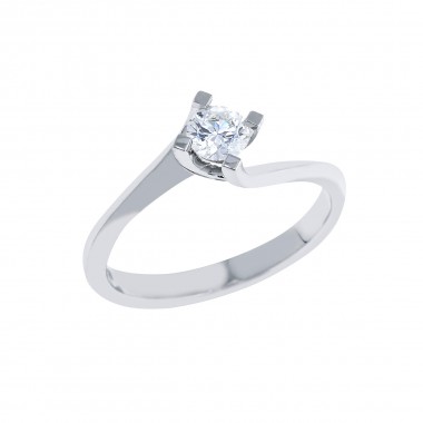 Δακτυλίδι Μονόπετρο Λευκόχρυσο Κ18 με Μπριγιάν Κωδ: 401341