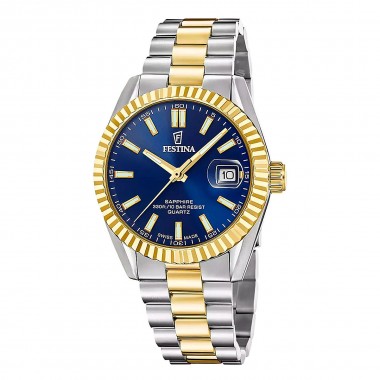 Festina Swiss Made Classic Ρολόι Μπαταρίας με Δίχρωμο Μπρασελέ Κωδ: F20085/B