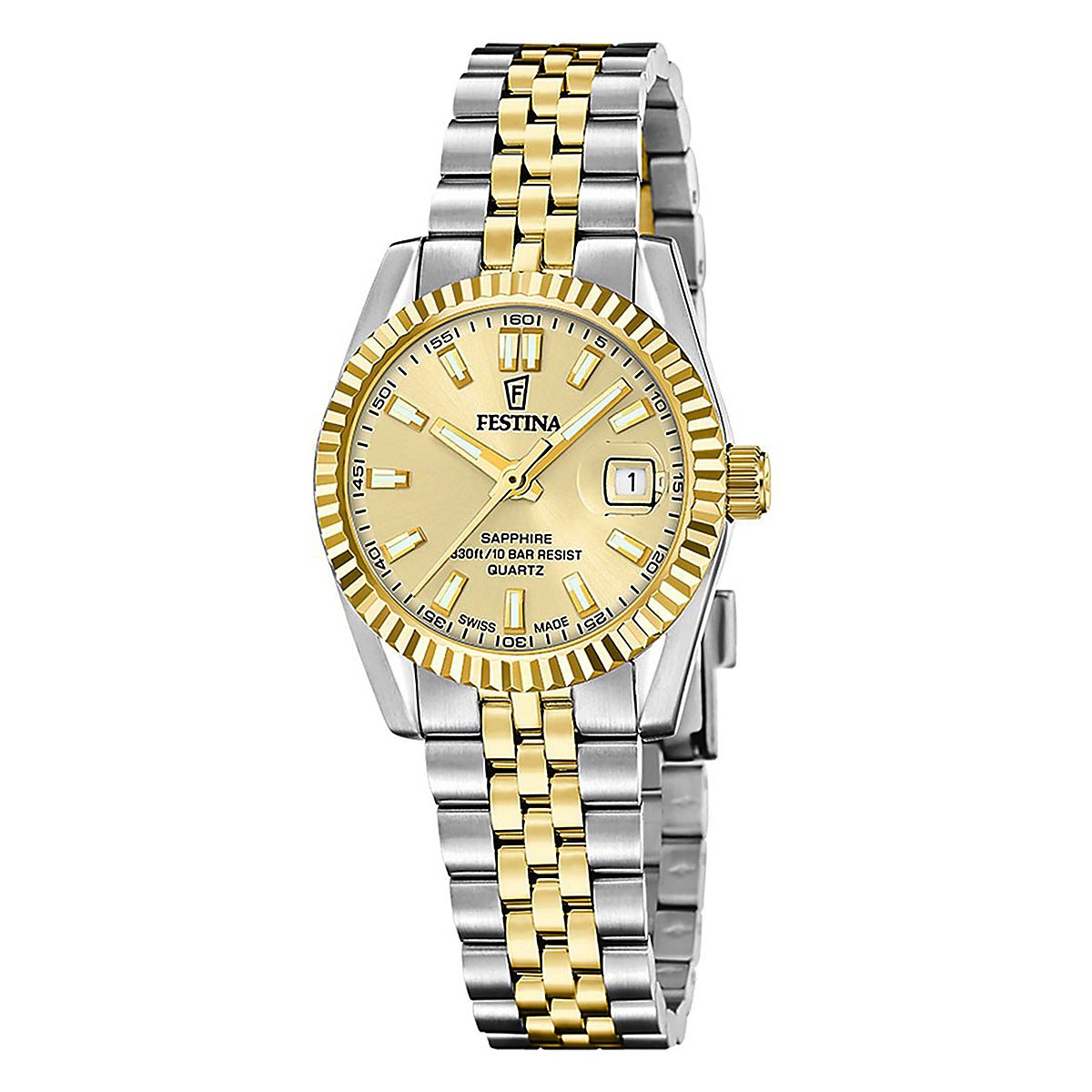 Festina Swiss Made Ρολόι Μπαταρίας με Δίχρωμο Μπρασελέ Κωδ: F20088/2