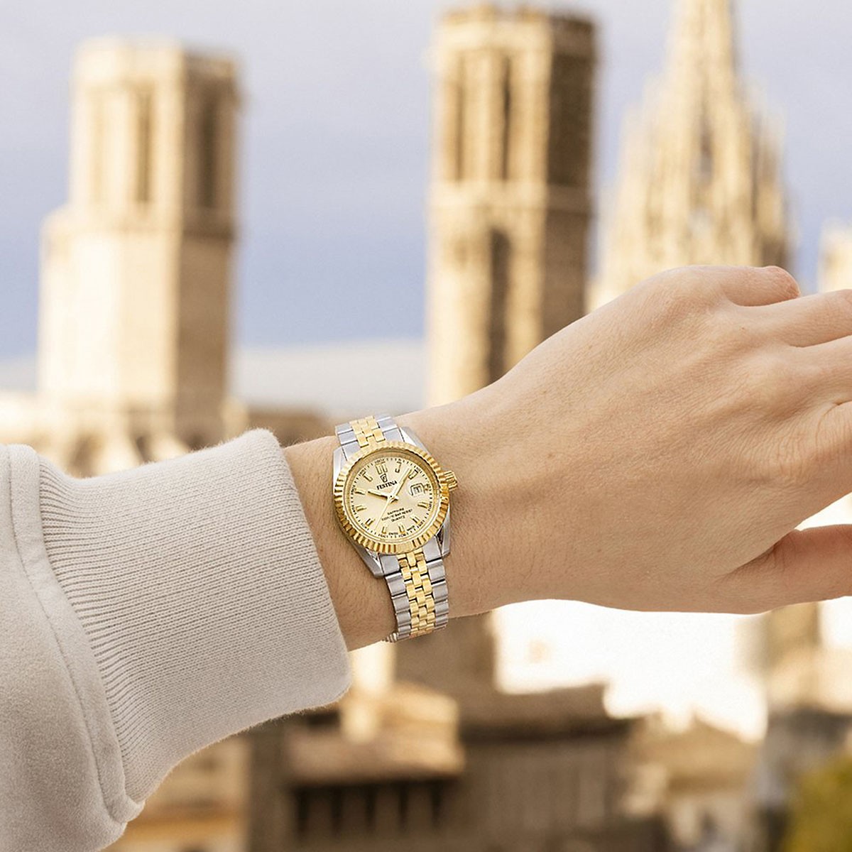 Festina Swiss Made Ρολόι Μπαταρίας με Δίχρωμο Μπρασελέ Κωδ: F20088/2