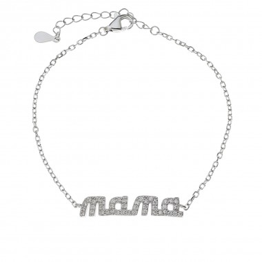 Βραχιόλι Ασημένιο 925' "Mama" με Ζιργκόν Κωδ: 801122
