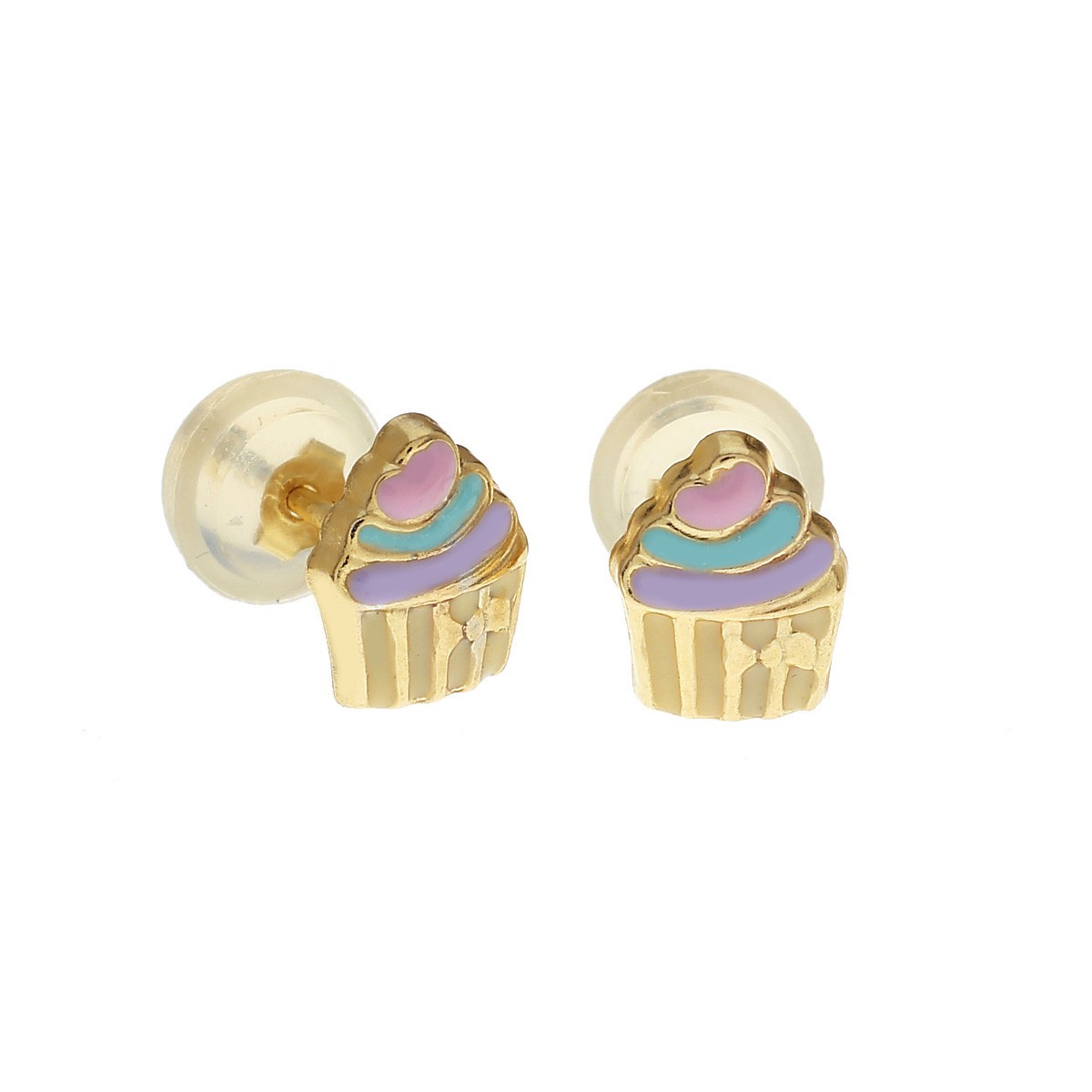 Σκουλαρίκια Χρυσά Κ9 "Cupcakes" Κωδ: 541077